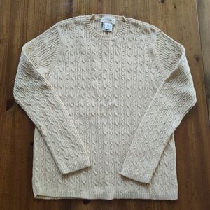 Talbots Women's Butter Yellow Cable Knit Crewneck Sweater | Size Large